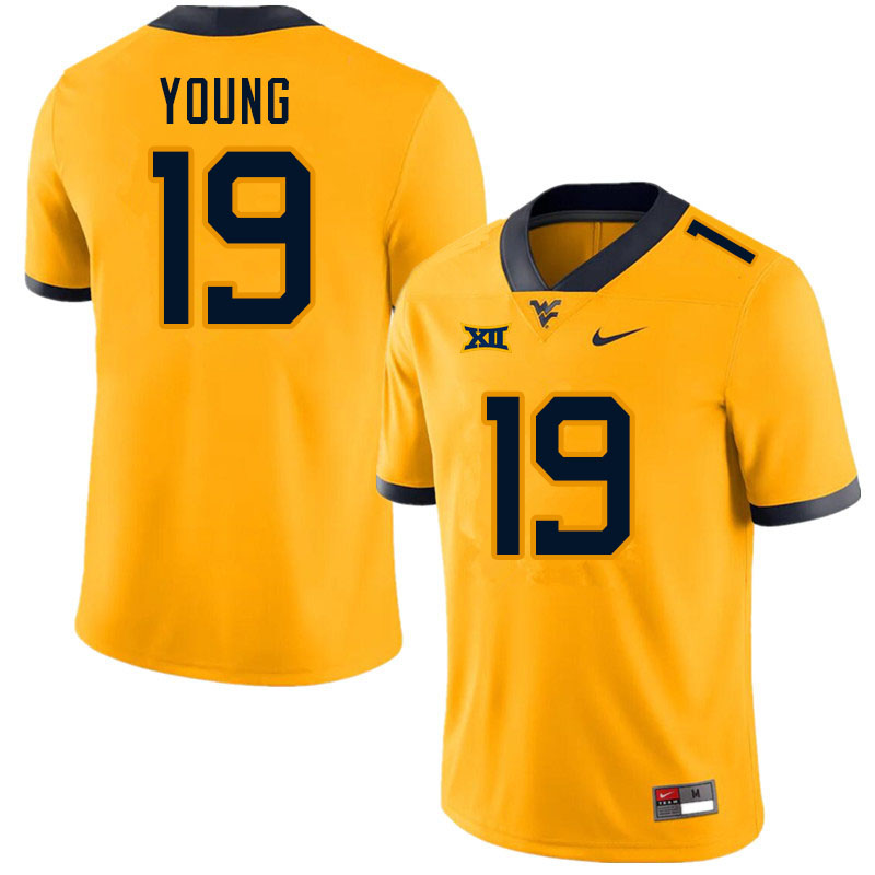 Men #19 Scottie Young West Virginia Mountaineers College Football Jerseys Sale-Gold